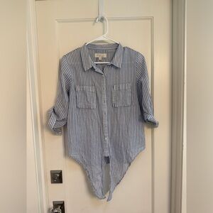 Olive & Oak Blue Striped Shirt Size Small